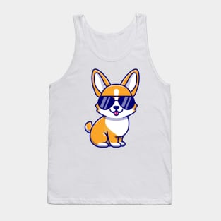 Cool Corgi Dog With Eyeglasses Tank Top